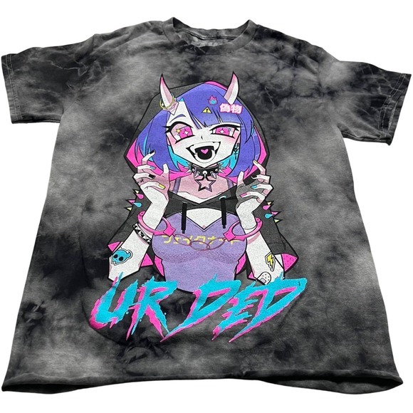 Hot Topic Anime T Shirt Cyberpunk Graphic Tie Dye Distressed Emo Grunge Size S - Picture 2 of 8